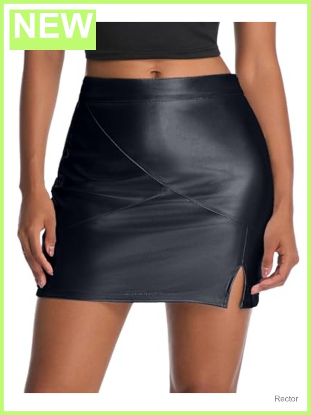 Faux Leather Skirt with Shorts High Waist Bodycon Stretchy Mini Skorts